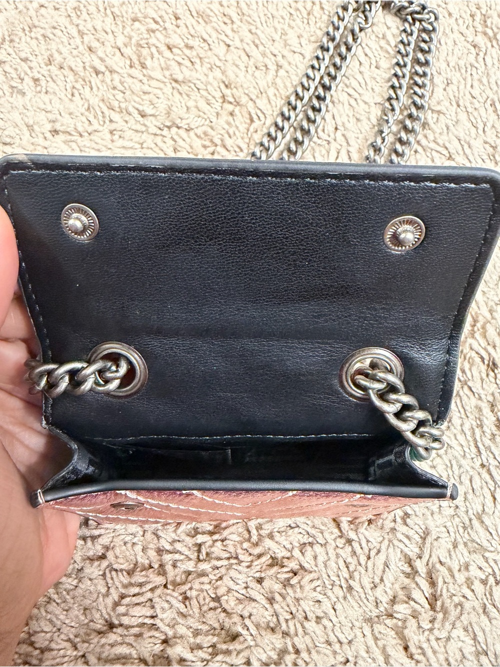 Kurt Geiger Metallic Two-Tone Quilted Chain Shoulder Bag - Gold & Pink - Picture 3 of 6